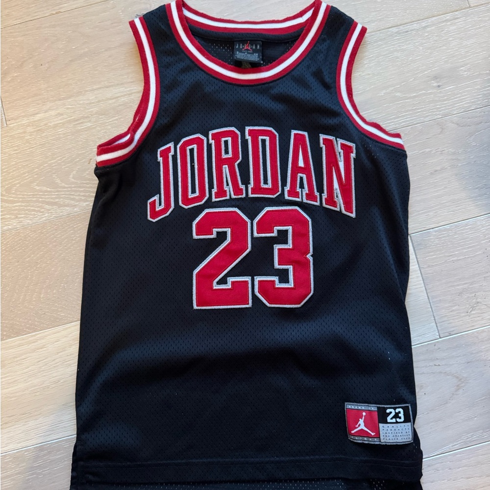 Boys Jordan Black Jersey with Red and White Trim